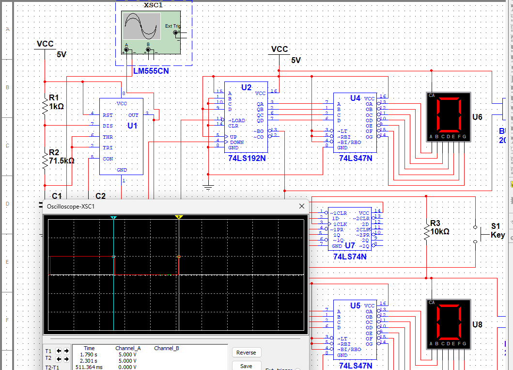 Oscilloscope LOW Time Measurement